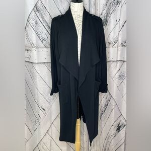 BB Dakota Long Black Coat Open Front Knit M